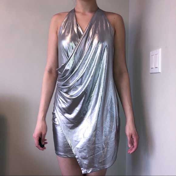 Silver Low Back Cocktail Dress - Picture 1 of 3